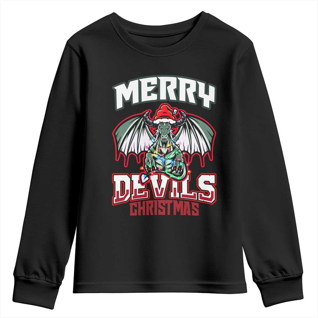 Jersey Devil Youth Sweatshirt Merry Devils Christmas Cryptid Gift - Wonder Print Shop