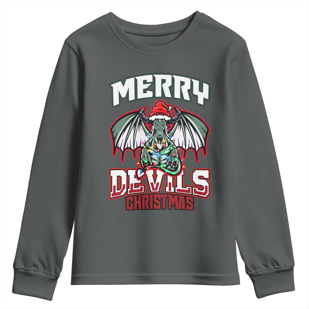 Jersey Devil Youth Sweatshirt Merry Devils Christmas Cryptid Gift - Wonder Print Shop