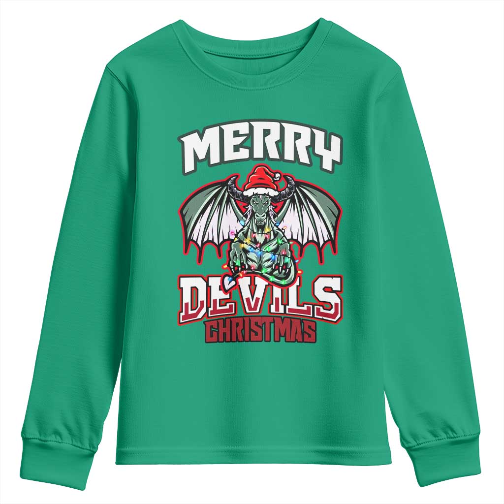 Jersey Devil Youth Sweatshirt Merry Devils Christmas Cryptid Gift - Wonder Print Shop
