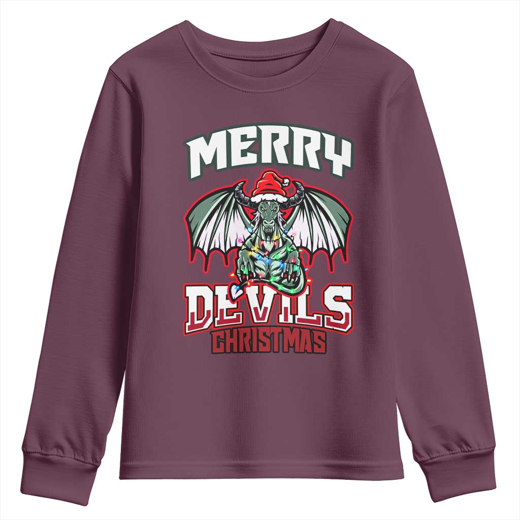 Jersey Devil Youth Sweatshirt Merry Devils Christmas Cryptid Gift - Wonder Print Shop