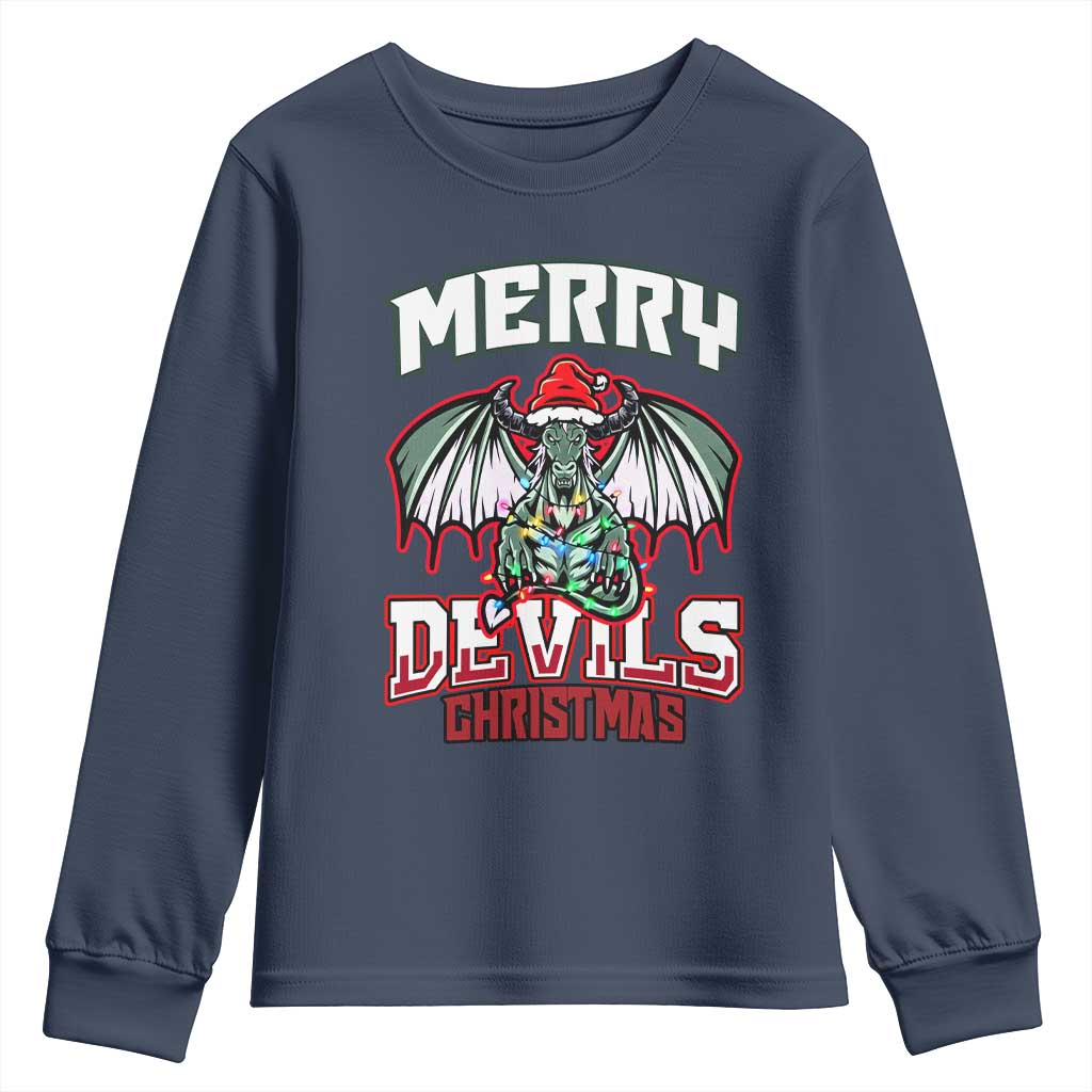 Jersey Devil Youth Sweatshirt Merry Devils Christmas Cryptid Gift - Wonder Print Shop