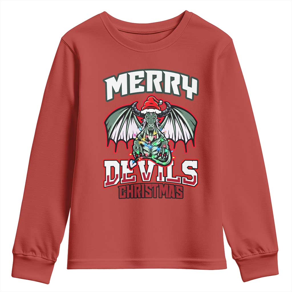 Jersey Devil Youth Sweatshirt Merry Devils Christmas Cryptid Gift - Wonder Print Shop