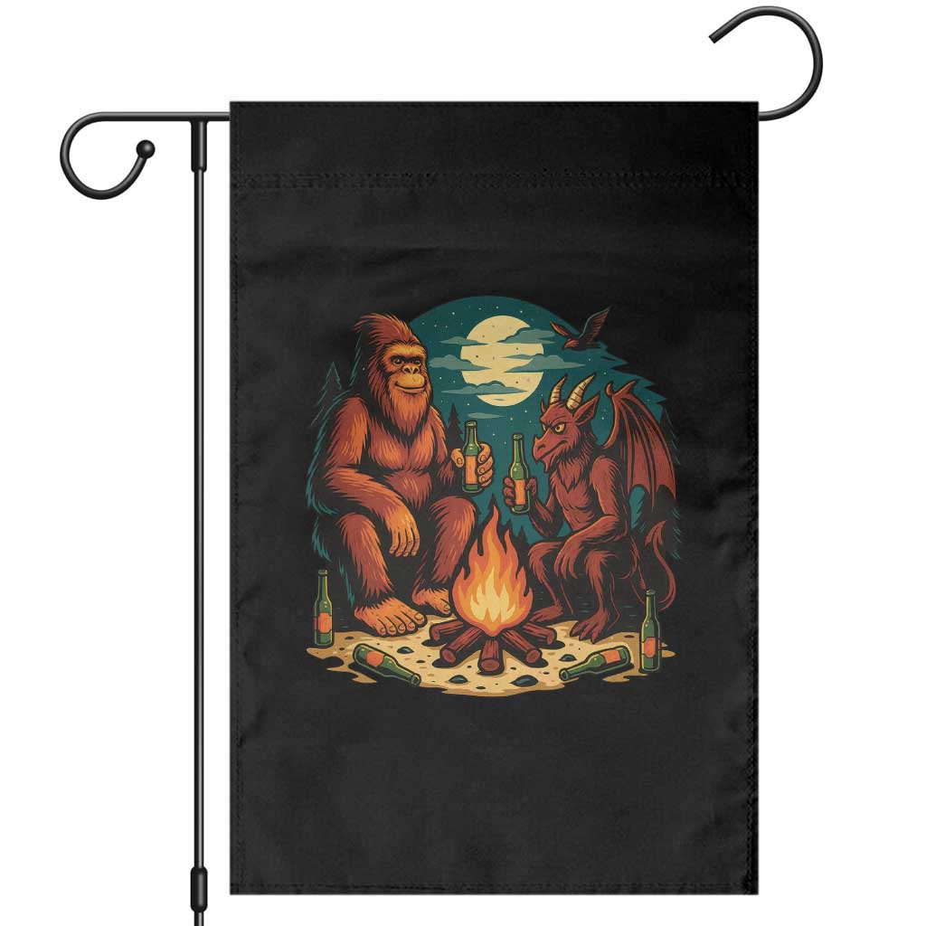 Funny Bigfoot And Jersey Devil Camping Cryptid Gift Garden Flag - Wonder Print Shop
