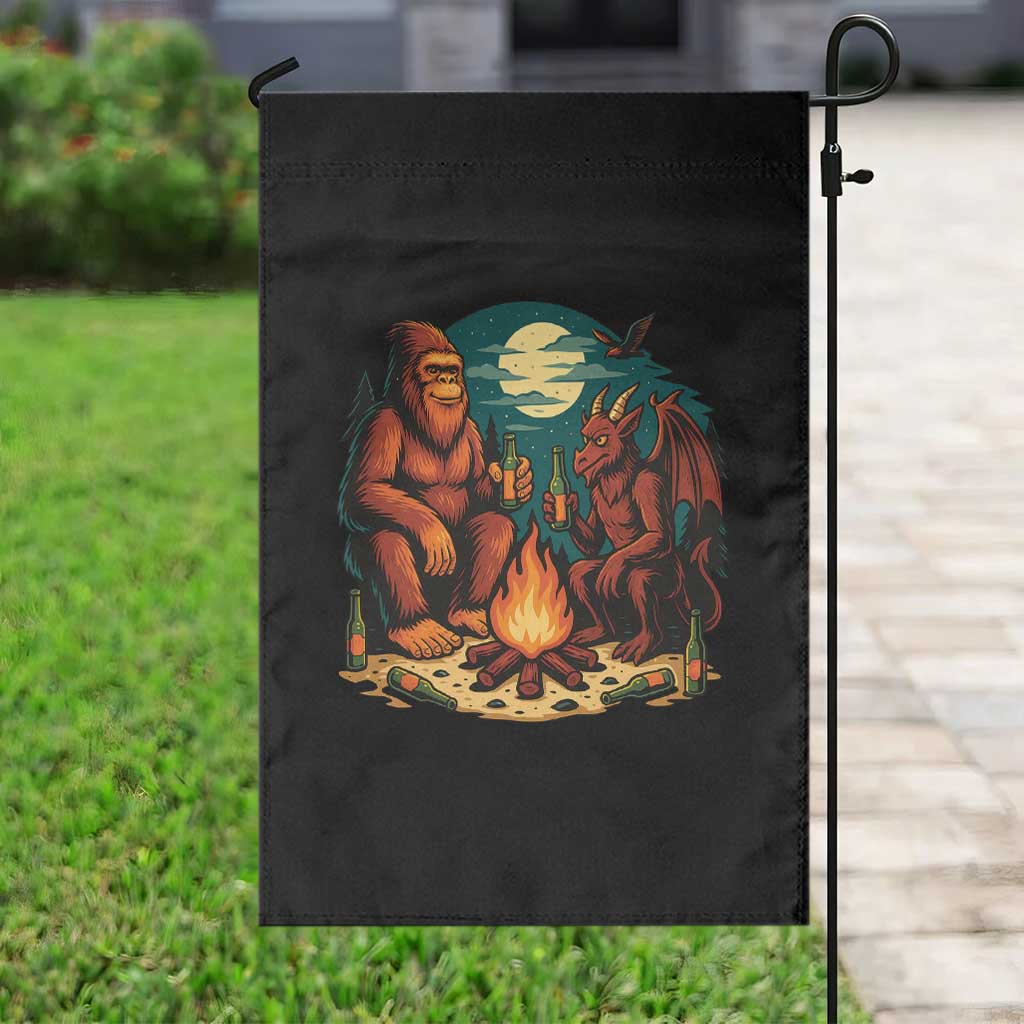 Funny Bigfoot And Jersey Devil Camping Cryptid Gift Garden Flag - Wonder Print Shop