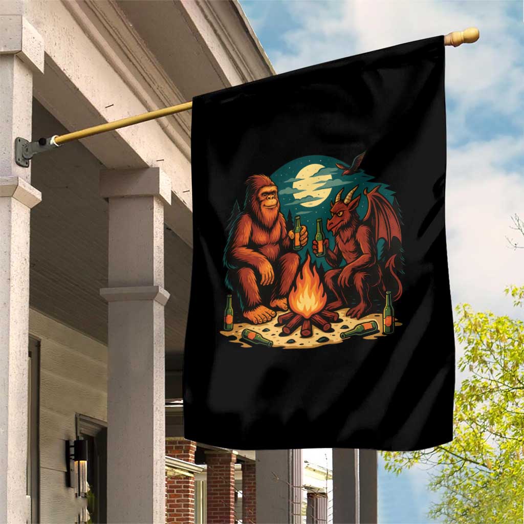 Funny Bigfoot And Jersey Devil Camping Cryptid Gift Garden Flag - Wonder Print Shop