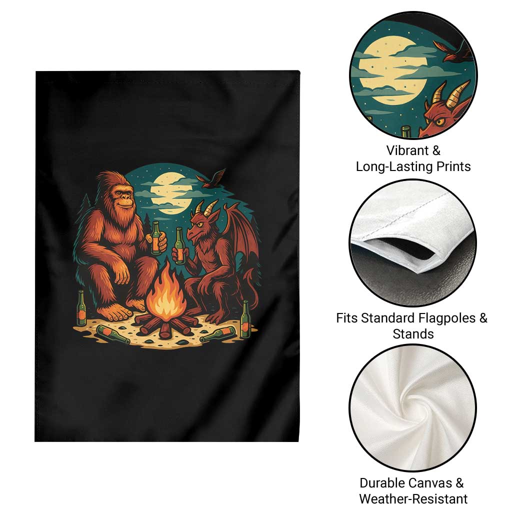 Funny Bigfoot And Jersey Devil Camping Cryptid Gift Garden Flag - Wonder Print Shop