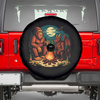 Funny Bigfoot And Jersey Devil Camping Cryptid Gift Spare Tire Cover - Wonder Print Shop