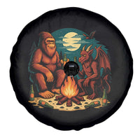 Funny Bigfoot And Jersey Devil Camping Cryptid Gift Spare Tire Cover - Wonder Print Shop