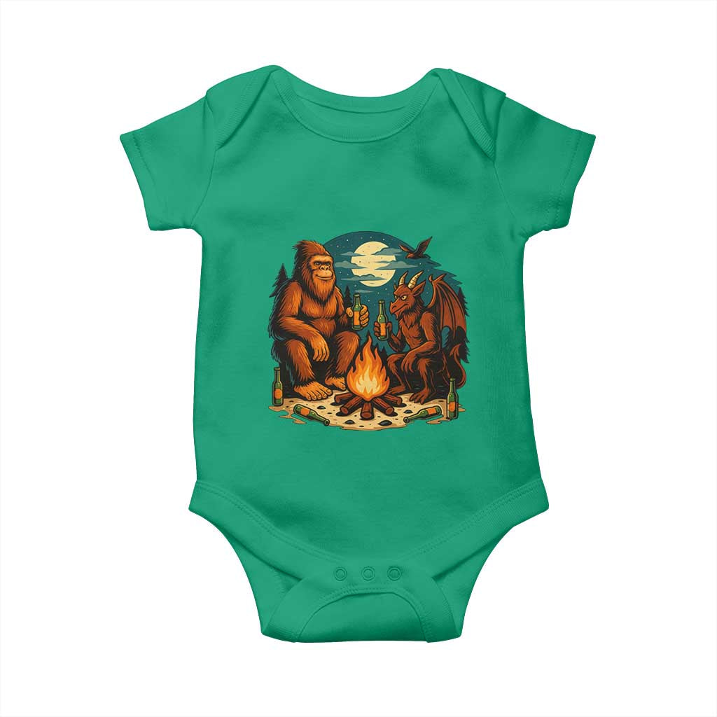 Funny Bigfoot And Jersey Devil Camping Cryptid Gift Baby Onesie - Wonder Print Shop