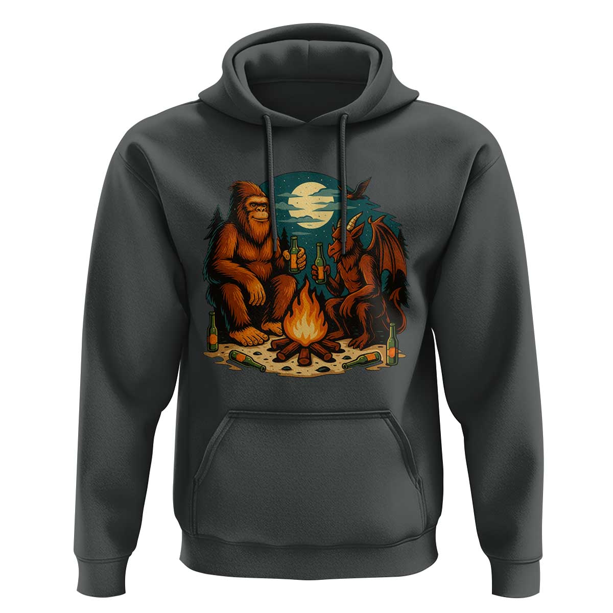 Funny Bigfoot And Jersey Devil Camping Cryptid Gift Hoodie - Wonder Print Shop