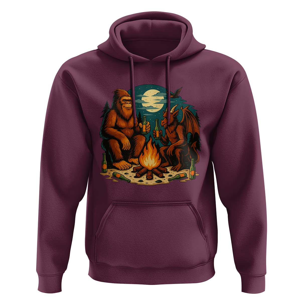 Funny Bigfoot And Jersey Devil Camping Cryptid Gift Hoodie - Wonder Print Shop