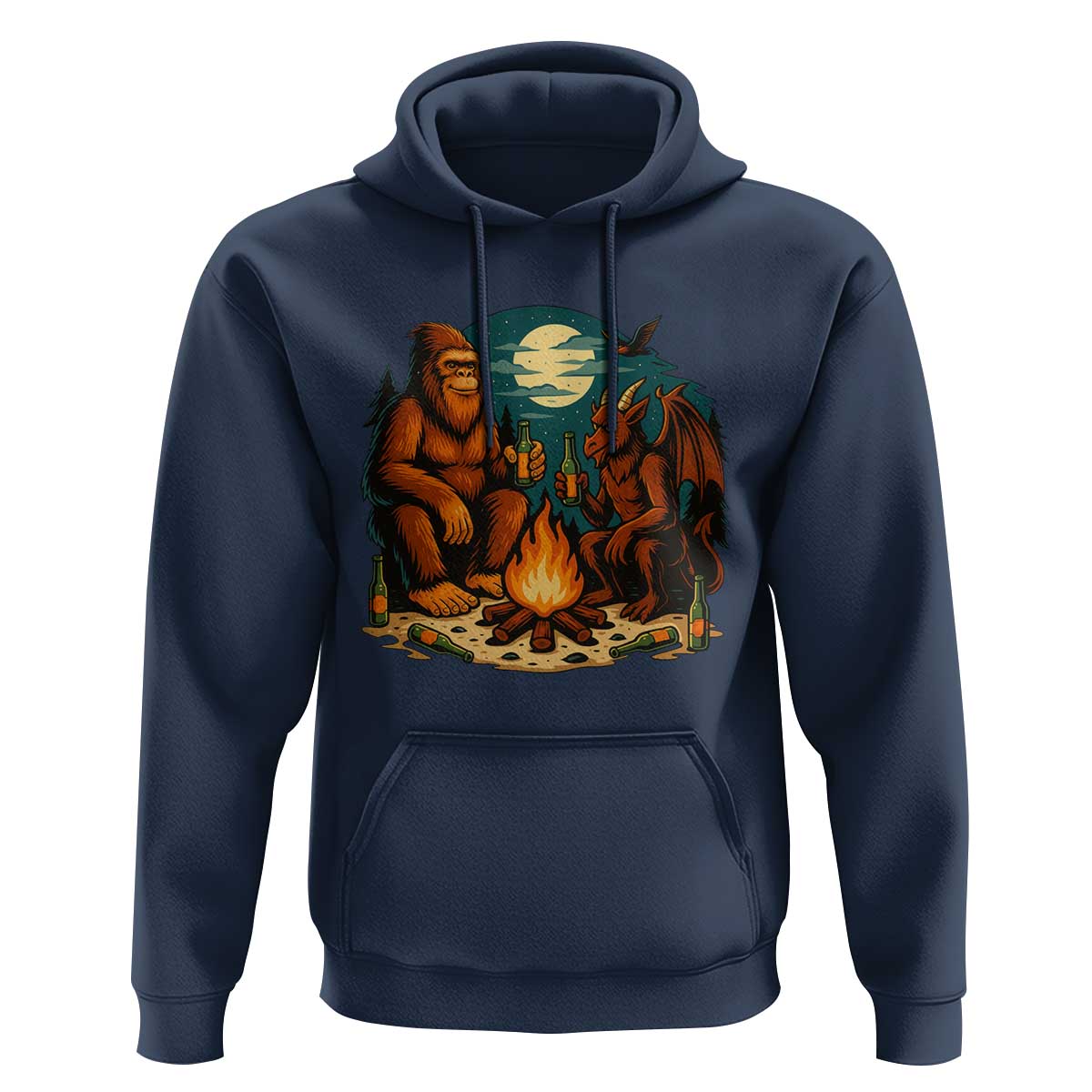 Funny Bigfoot And Jersey Devil Camping Cryptid Gift Hoodie - Wonder Print Shop