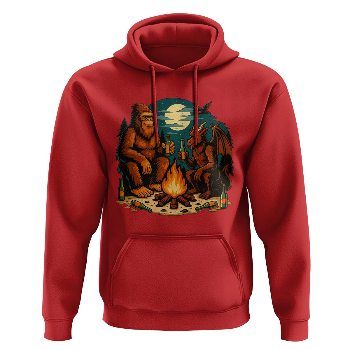 Funny Bigfoot And Jersey Devil Camping Cryptid Gift Hoodie - Wonder Print Shop
