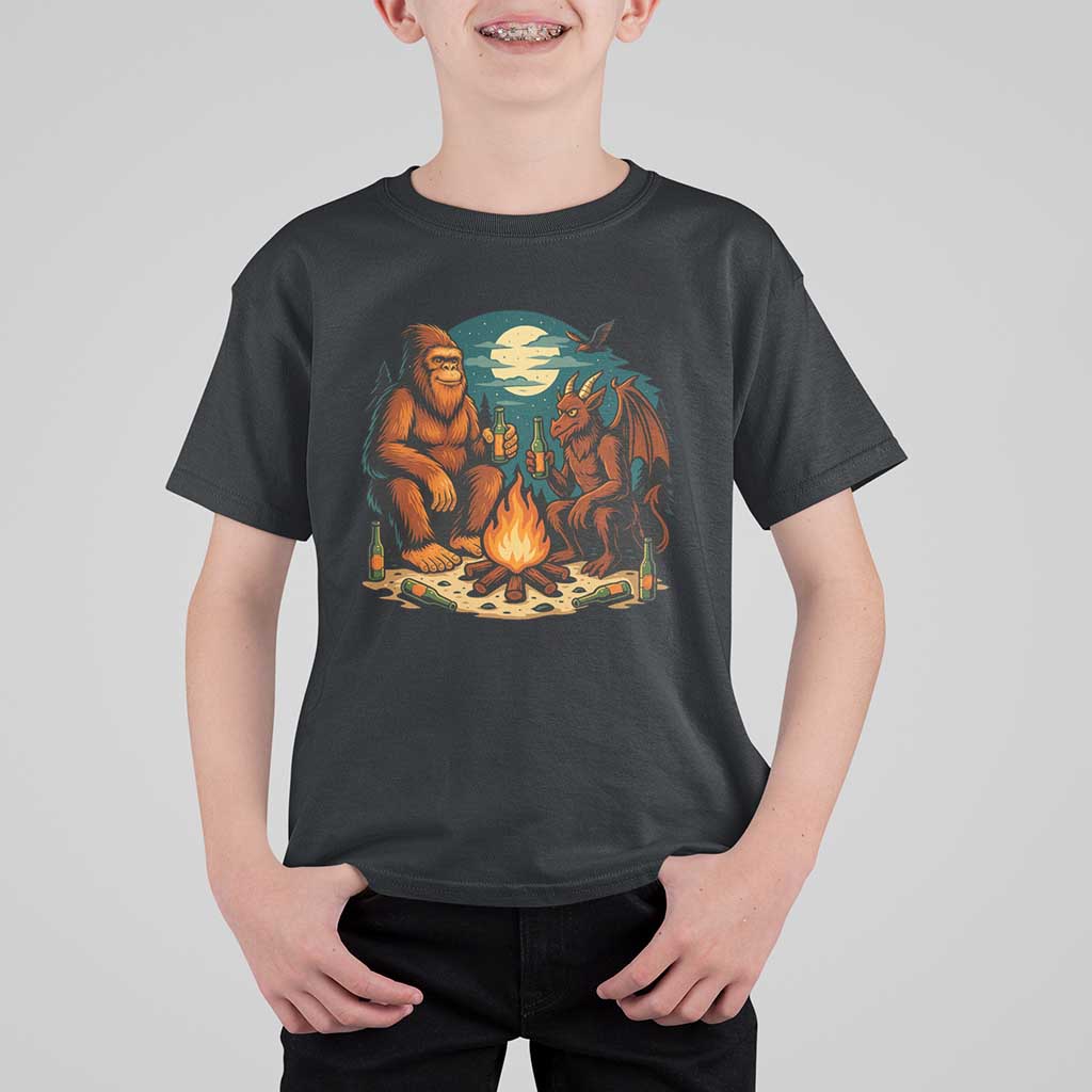 Funny Bigfoot And Jersey Devil Camping Cryptid Gift T Shirt For Kid - Wonder Print Shop