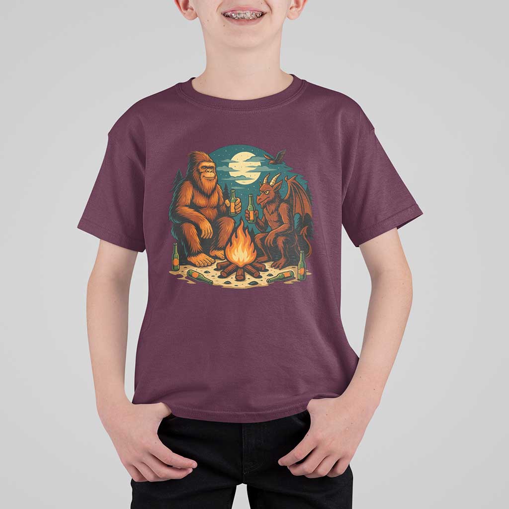 Funny Bigfoot And Jersey Devil Camping Cryptid Gift T Shirt For Kid - Wonder Print Shop