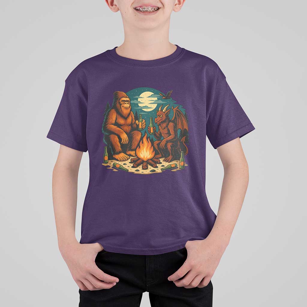 Funny Bigfoot And Jersey Devil Camping Cryptid Gift T Shirt For Kid - Wonder Print Shop