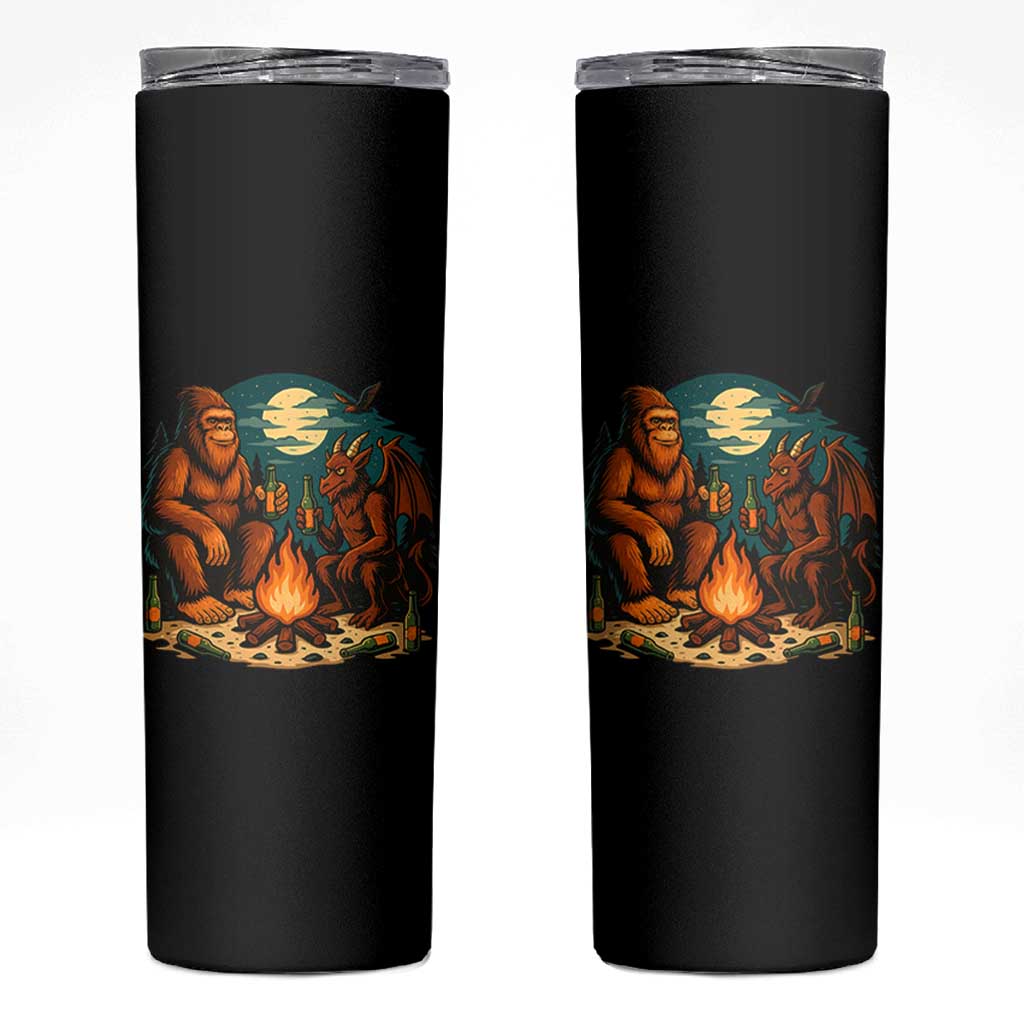 Funny Bigfoot And Jersey Devil Camping Cryptid Gift Skinny Tumbler