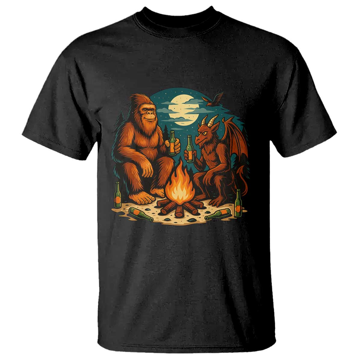 Funny Bigfoot And Jersey Devil Camping Cryptid Gift T Shirt - Wonder Print Shop