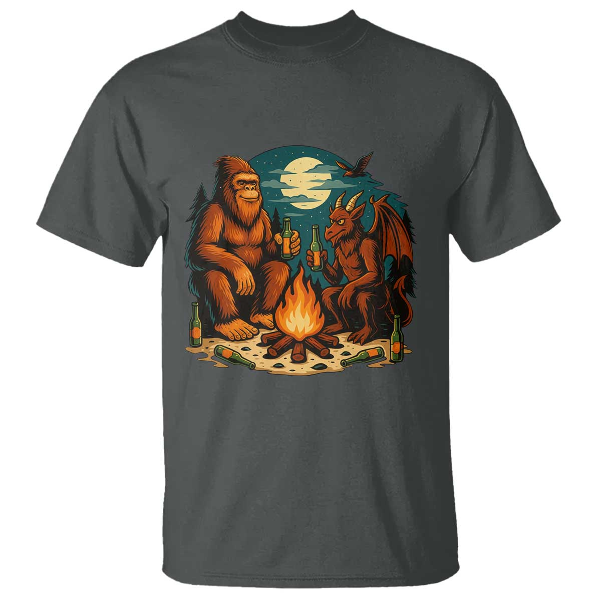 Funny Bigfoot And Jersey Devil Camping Cryptid Gift T Shirt - Wonder Print Shop