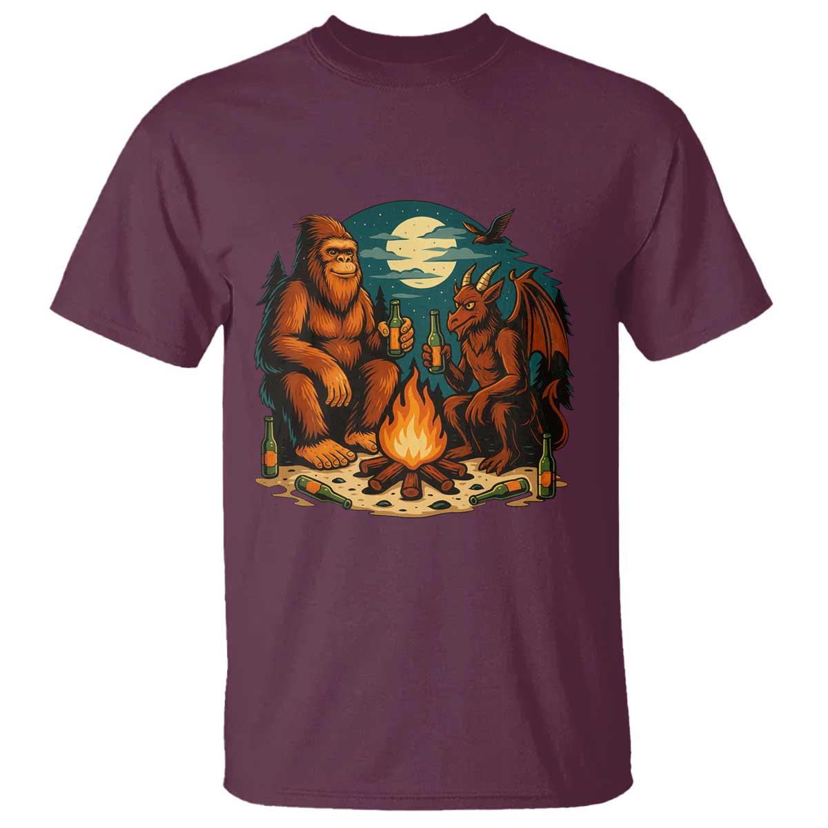 Funny Bigfoot And Jersey Devil Camping Cryptid Gift T Shirt - Wonder Print Shop