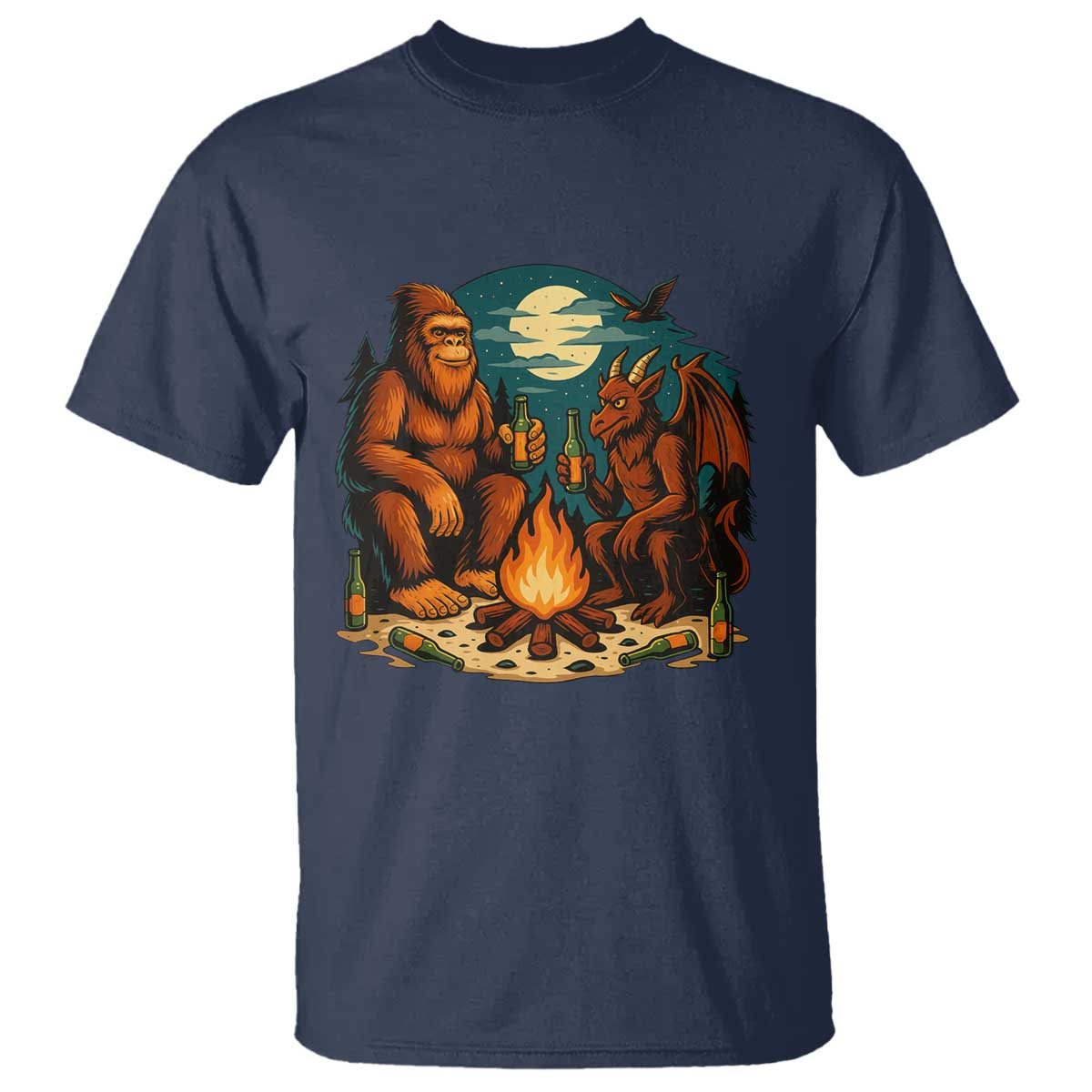 Funny Bigfoot And Jersey Devil Camping Cryptid Gift T Shirt - Wonder Print Shop