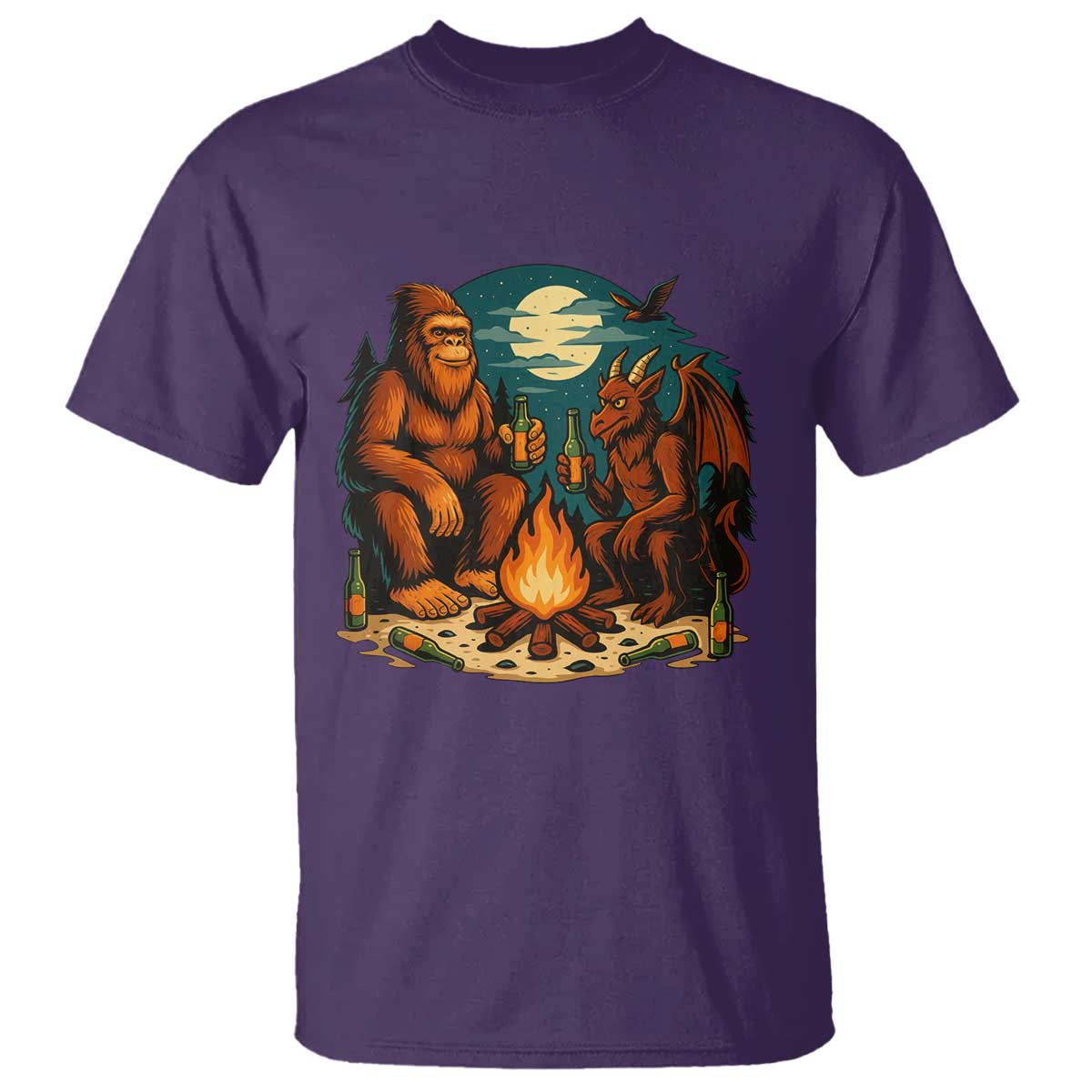 Funny Bigfoot And Jersey Devil Camping Cryptid Gift T Shirt - Wonder Print Shop