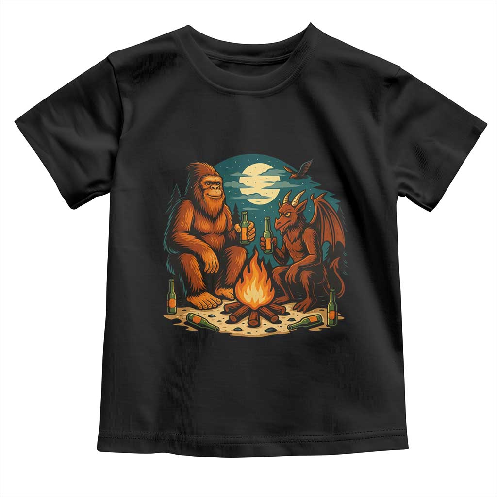 Funny Bigfoot And Jersey Devil Camping Cryptid Gift Toddler T Shirt - Wonder Print Shop
