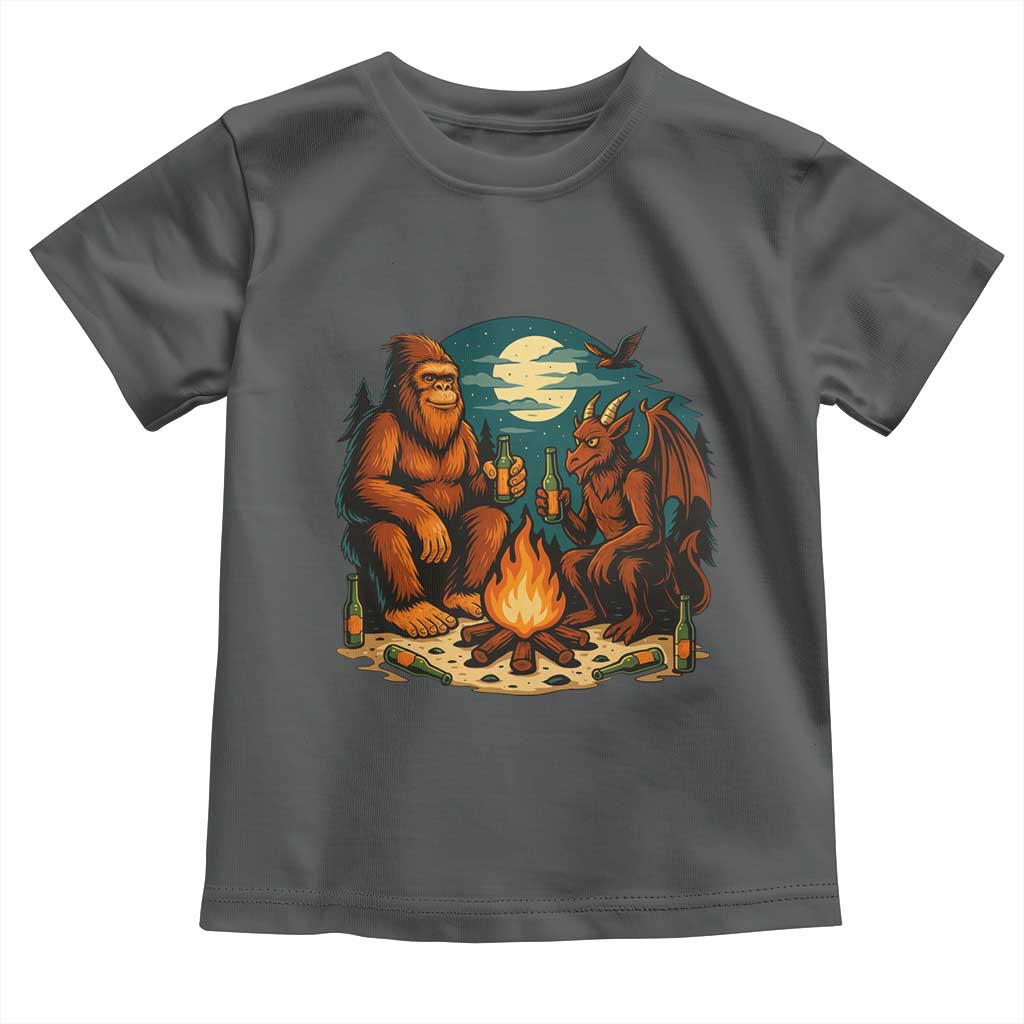 Funny Bigfoot And Jersey Devil Camping Cryptid Gift Toddler T Shirt - Wonder Print Shop