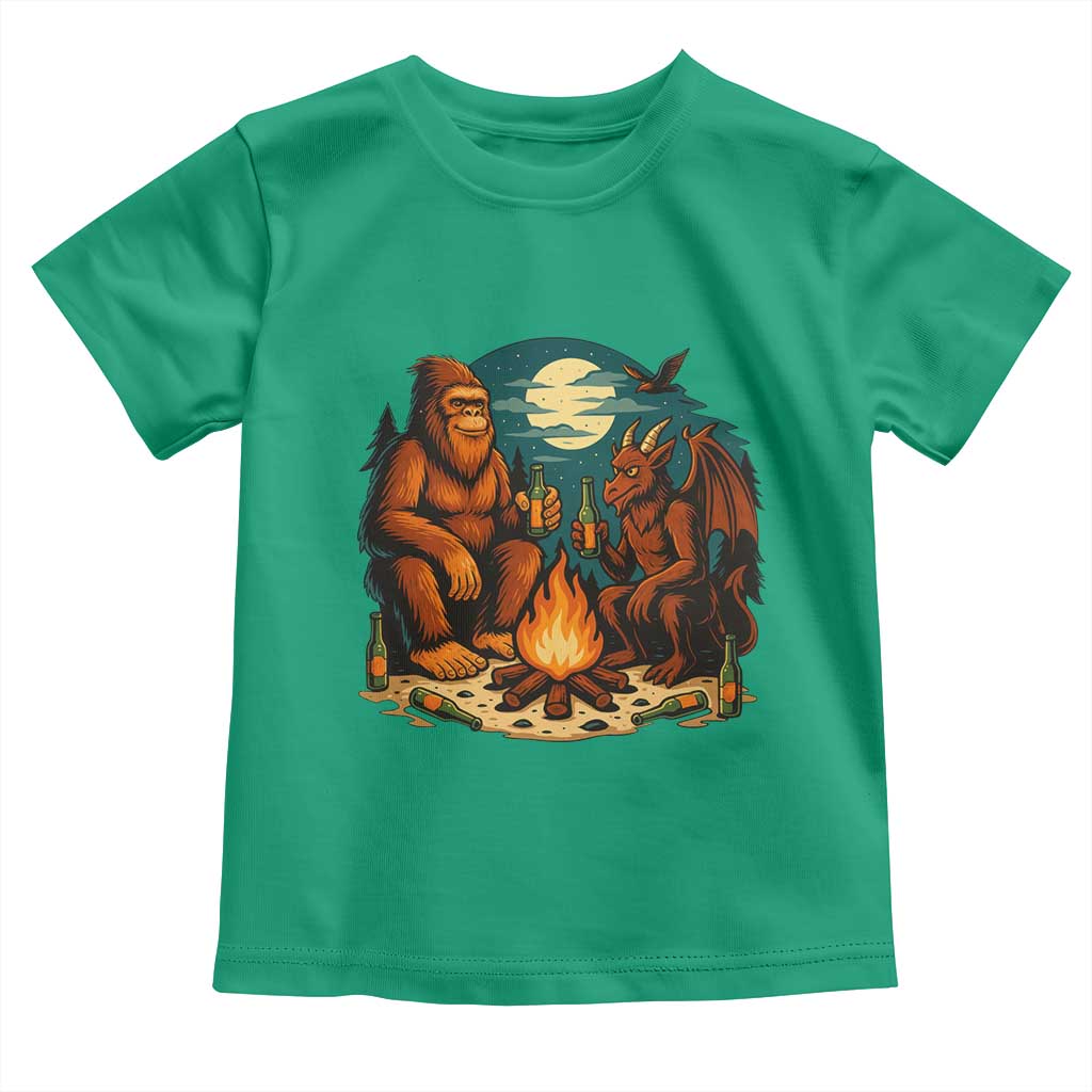 Funny Bigfoot And Jersey Devil Camping Cryptid Gift Toddler T Shirt - Wonder Print Shop