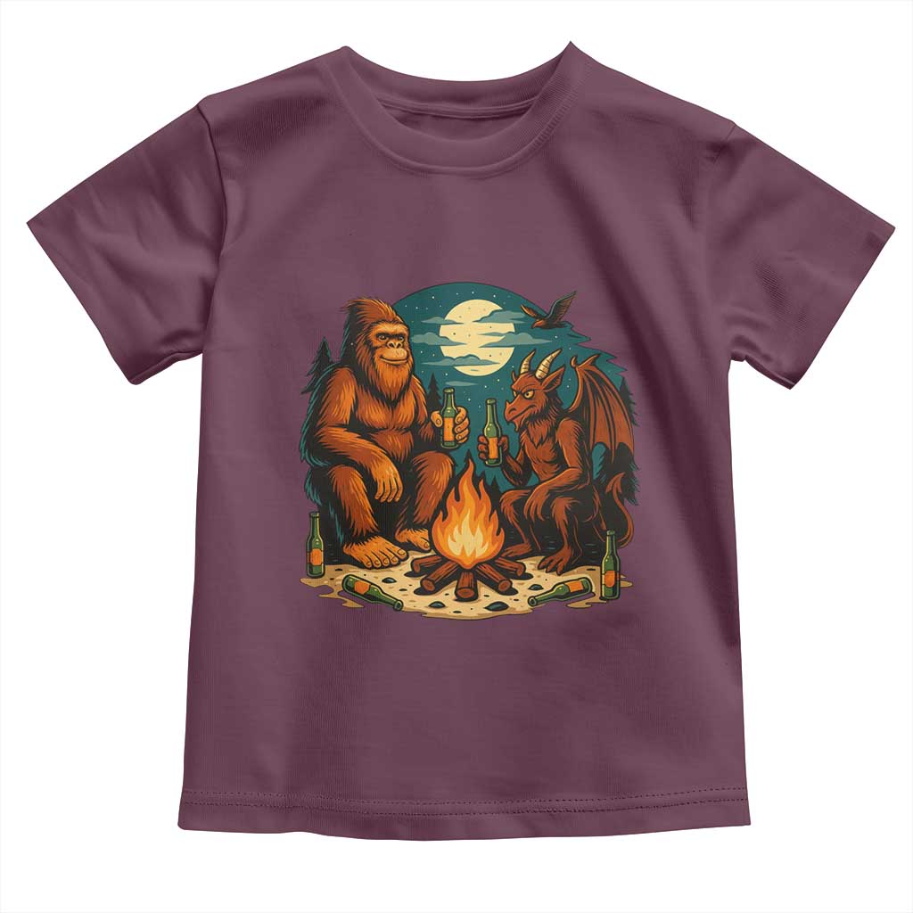 Funny Bigfoot And Jersey Devil Camping Cryptid Gift Toddler T Shirt - Wonder Print Shop