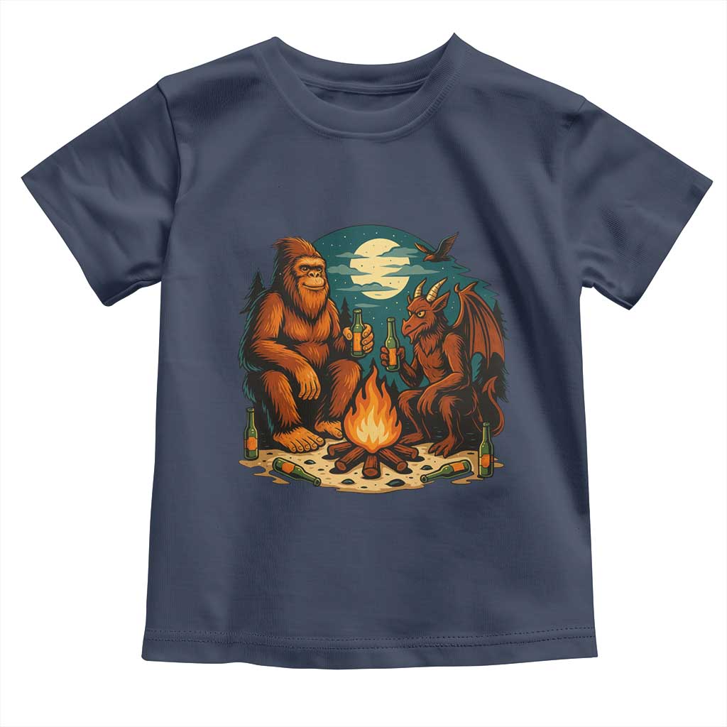Funny Bigfoot And Jersey Devil Camping Cryptid Gift Toddler T Shirt - Wonder Print Shop