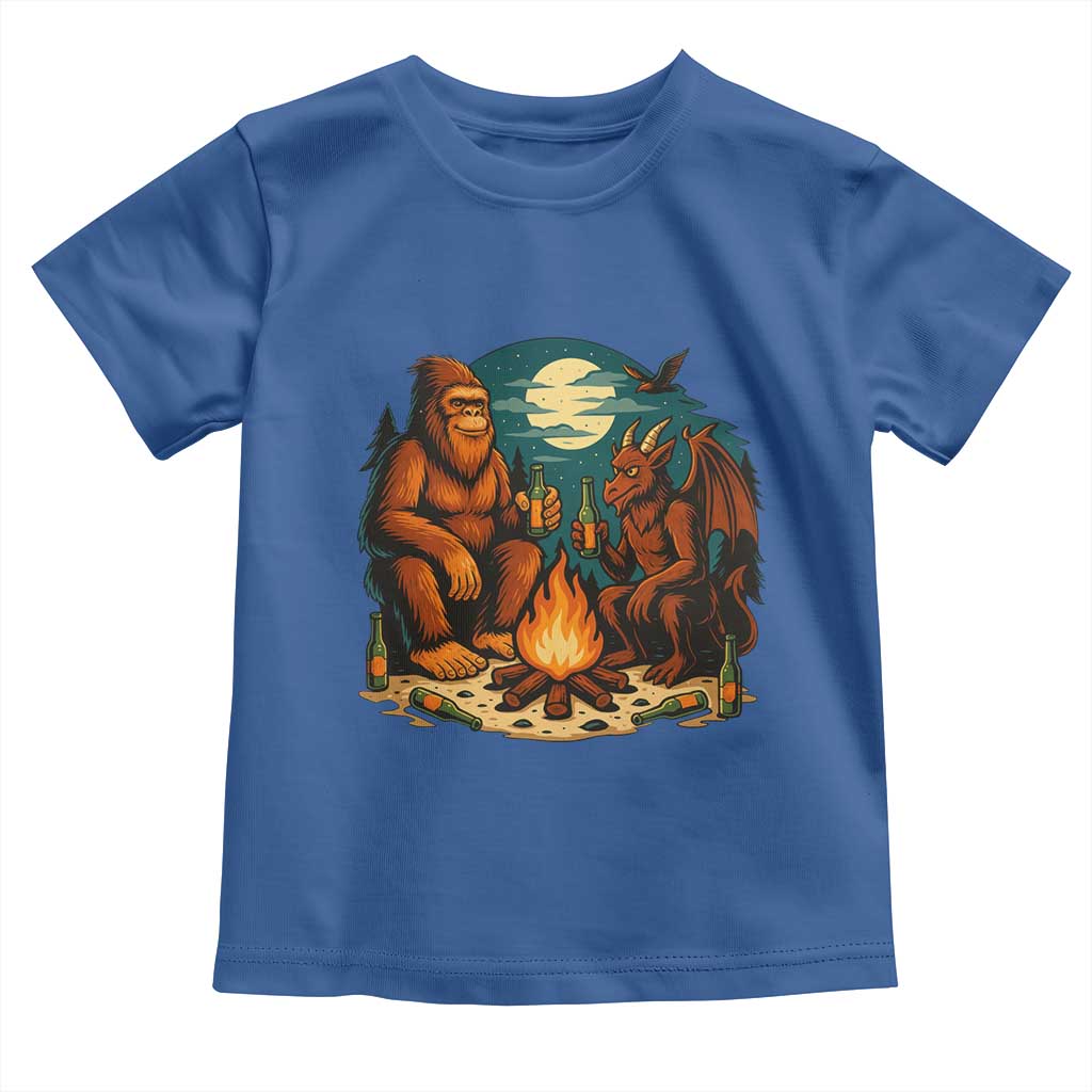 Funny Bigfoot And Jersey Devil Camping Cryptid Gift Toddler T Shirt - Wonder Print Shop