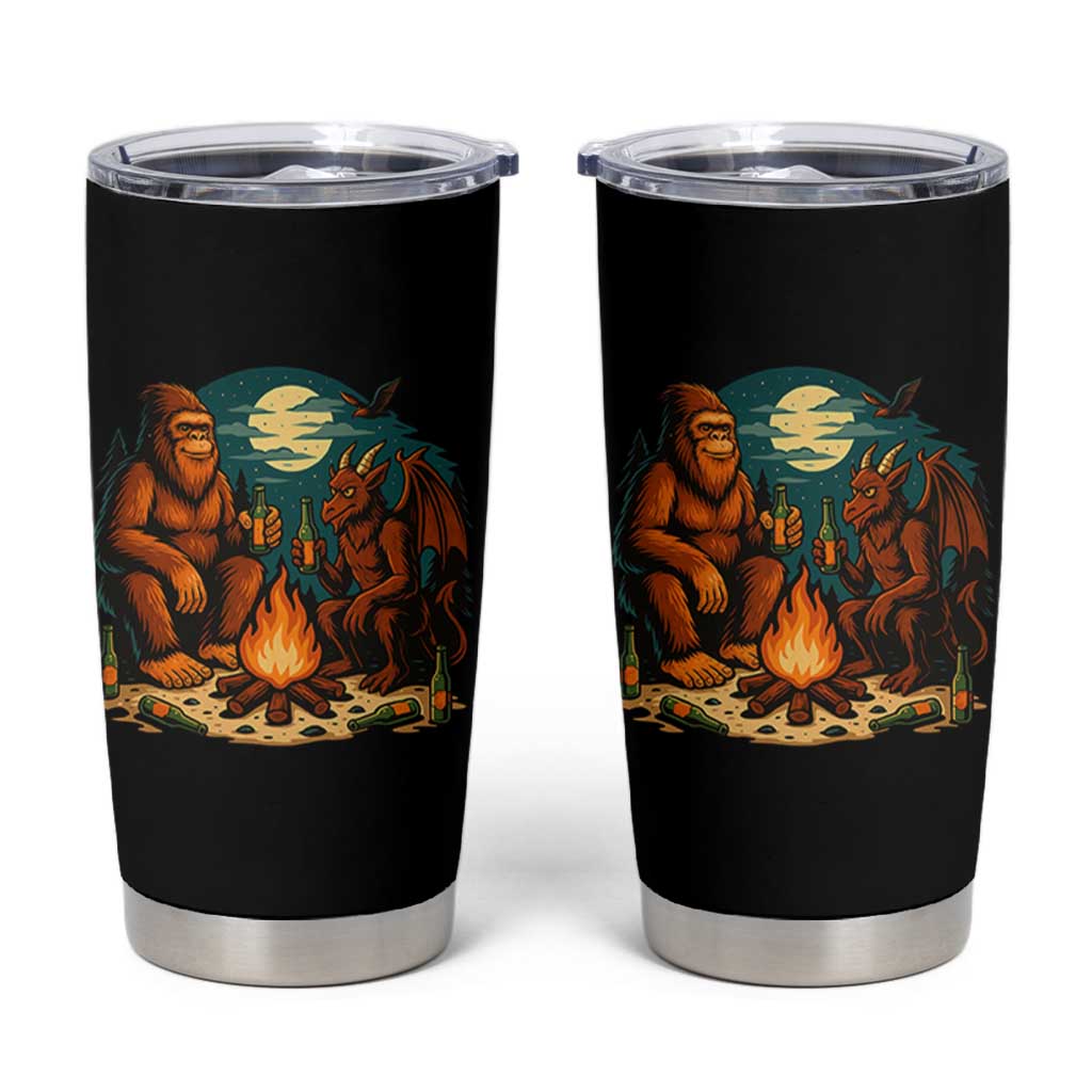 Funny Bigfoot And Jersey Devil Camping Cryptid Gift Tumbler Cup