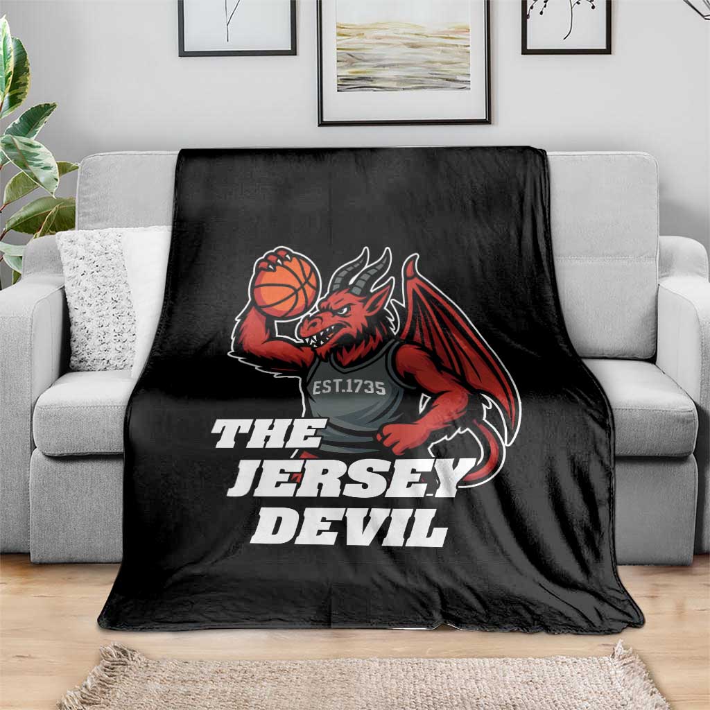 Funny Cryptid Sports Throw Blanket Jersey Devil Playing Basketball - Wonder Print Shop