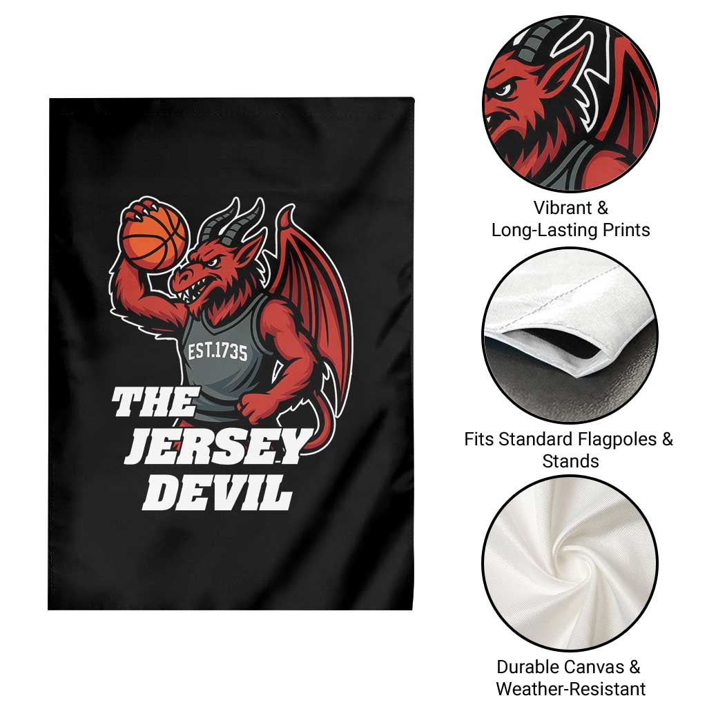 Funny Cryptid Sports Garden Flag Jersey Devil Playing Basketball - Wonder Print Shop