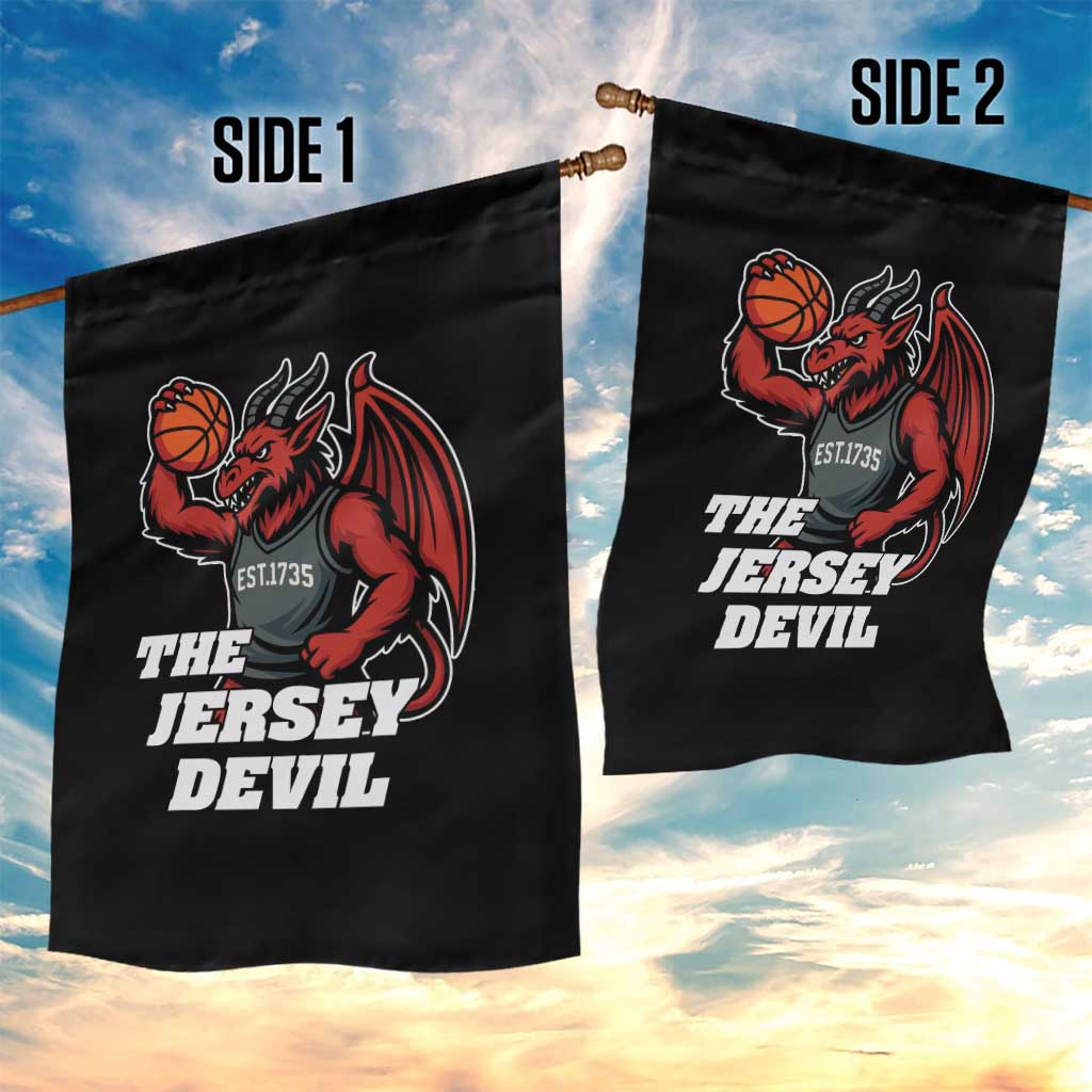 Funny Cryptid Sports Garden Flag Jersey Devil Playing Basketball - Wonder Print Shop