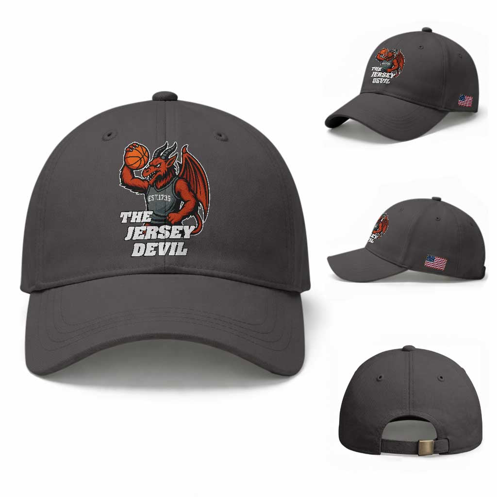 Funny Cryptid Sports Baseball Cap Jersey Devil Playing Basketball
