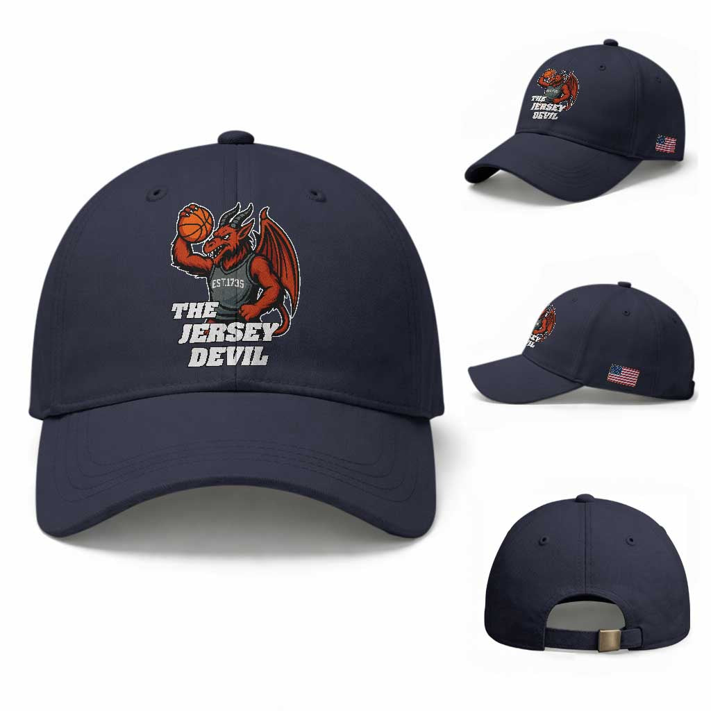 Funny Cryptid Sports Baseball Cap Jersey Devil Playing Basketball
