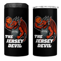 Funny Cryptid Sports 4 in 1 Can Cooler Tumbler Jersey Devil Playing Basketball