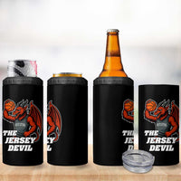 Funny Cryptid Sports 4 in 1 Can Cooler Tumbler Jersey Devil Playing Basketball