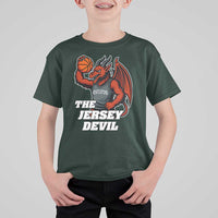 Funny Cryptid Sports T Shirt For Kid Jersey Devil Playing Basketball - Wonder Print Shop