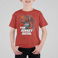 Funny Cryptid Sports T Shirt For Kid Jersey Devil Playing Basketball - Wonder Print Shop