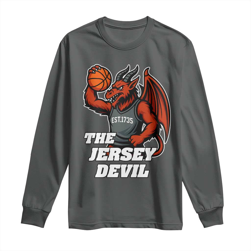 Funny Cryptid Sports Long Sleeve Shirt Jersey Devil Playing Basketball - Wonder Print Shop
