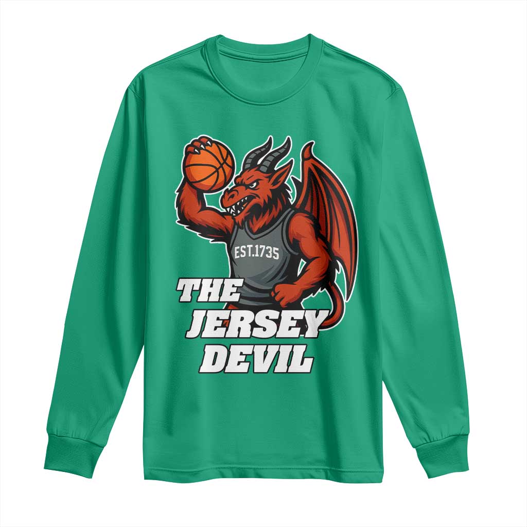 Funny Cryptid Sports Long Sleeve Shirt Jersey Devil Playing Basketball - Wonder Print Shop