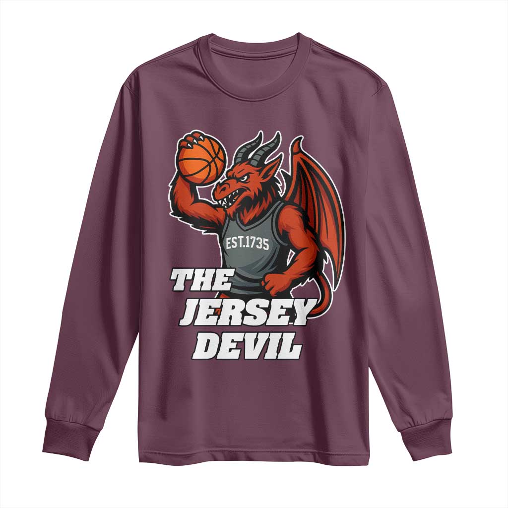 Funny Cryptid Sports Long Sleeve Shirt Jersey Devil Playing Basketball - Wonder Print Shop