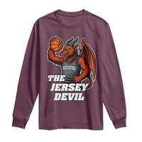 Funny Cryptid Sports Long Sleeve Shirt Jersey Devil Playing Basketball - Wonder Print Shop