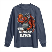 Funny Cryptid Sports Long Sleeve Shirt Jersey Devil Playing Basketball - Wonder Print Shop