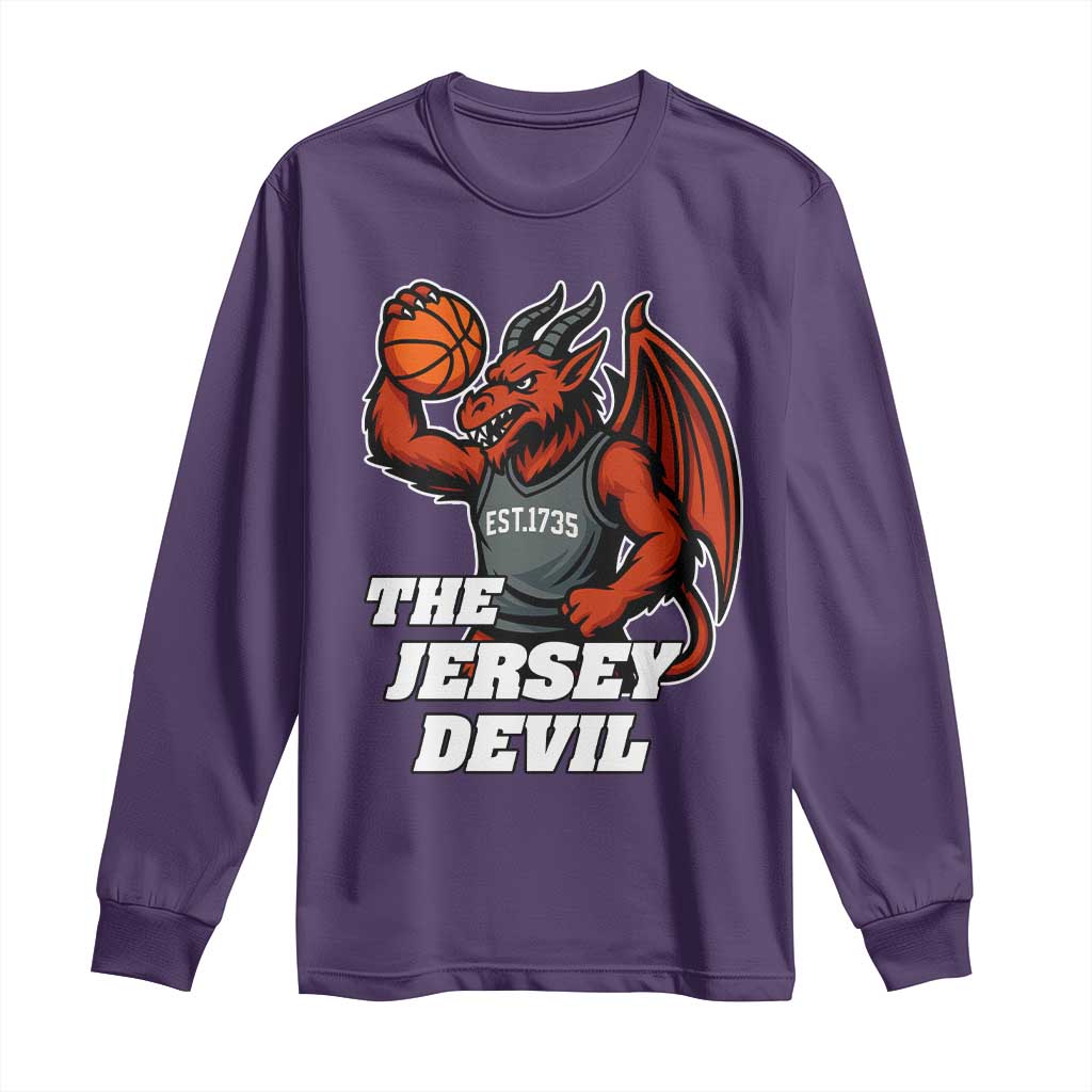 Funny Cryptid Sports Long Sleeve Shirt Jersey Devil Playing Basketball - Wonder Print Shop