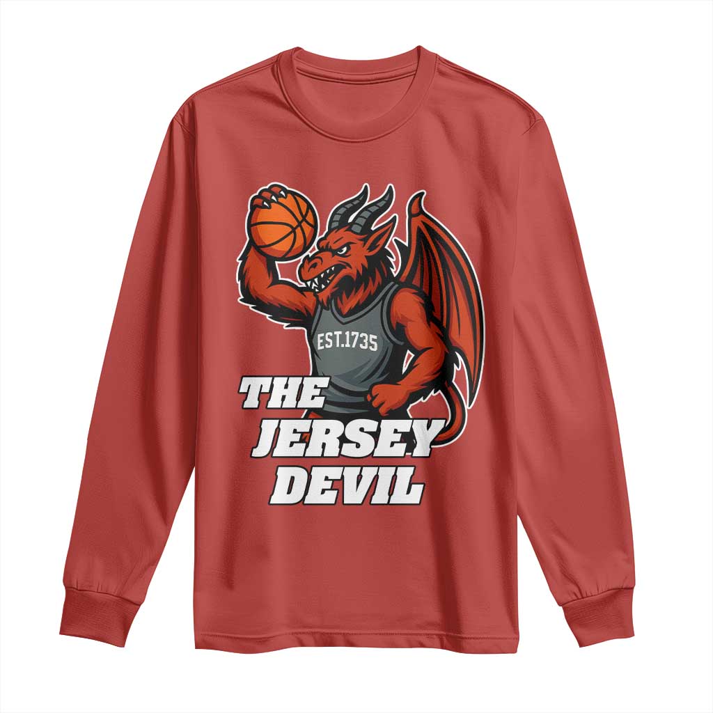 Funny Cryptid Sports Long Sleeve Shirt Jersey Devil Playing Basketball - Wonder Print Shop