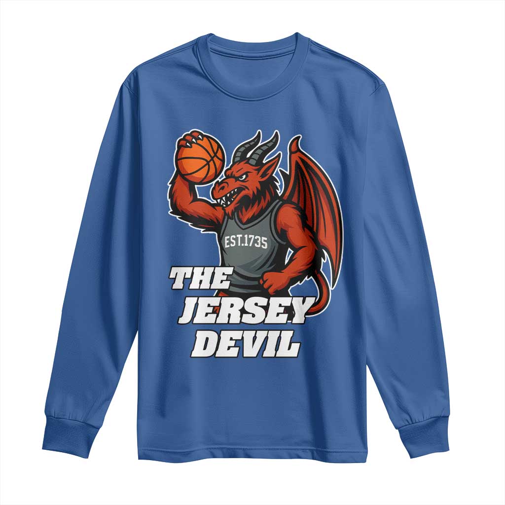 Funny Cryptid Sports Long Sleeve Shirt Jersey Devil Playing Basketball - Wonder Print Shop